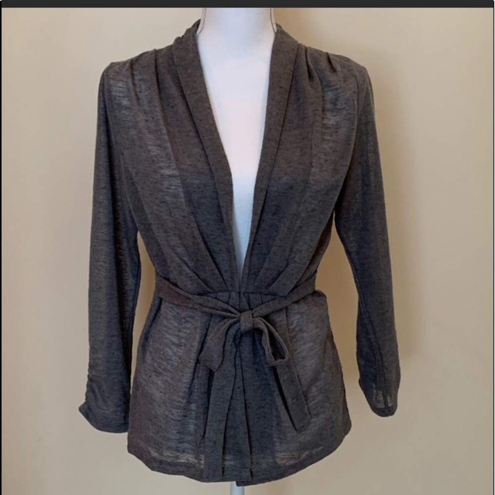 The Limited size Medium gray tie-back Cardigan